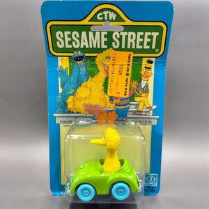 Vintage 80s Hasbro Big Bird Metal Diecast Vehicle Convertible Car Sesame Street